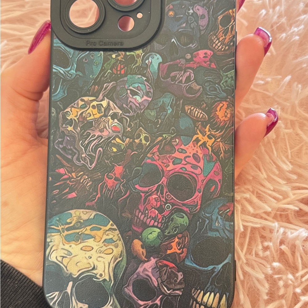 Black Skull Design iPhone Case with Glossy Finish